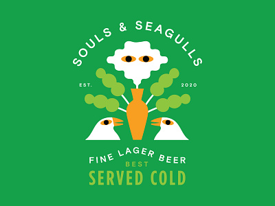 Souls & Seagulls beer beer label branding character creature design flat graphic illustration logo vector
