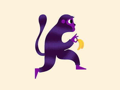 Banana Thief animal banana flat fruit illustration monkey run thief vector