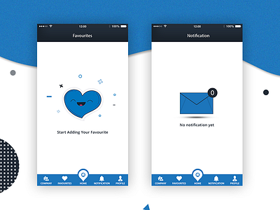 Favourite and notification Screens without data app design dribbble favorite iphone notification property smart ui ux