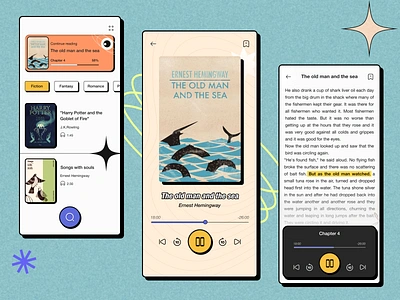 Audio Books App app audio book books branding concept design graphic design illustration logo neoburtalism persona retro story style trend ui userflow ux vector