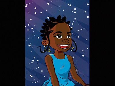 Space Girl II 2020 afro artwork black cartoon charachter coreldraw cxpperfield dark illustration vector