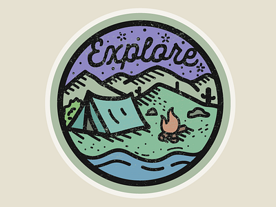 Explore Badge badge explore landscape muted pastel script typography