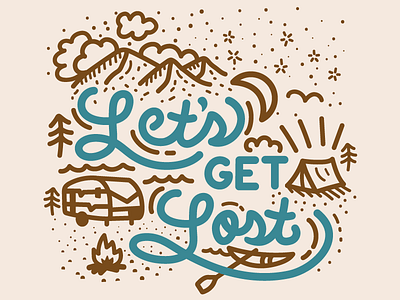 Get Lost camping forest illustration landscape texture typography