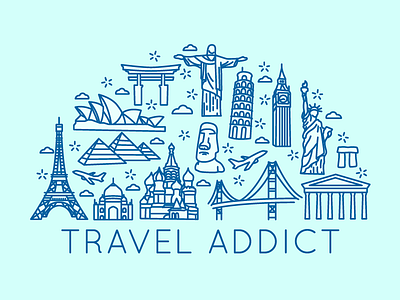 Travel Addict city illustration simple skyline vector