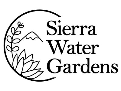 Sierra Water Gardens Logo circle logo mountain serif succulents