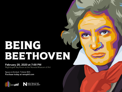 Reno Philharmonic Being Beethoven beethoven black bold portrait branding classical illustration music philharmonic portrait vector