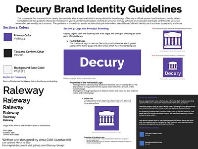 Decury Brand Design & Identity Guidelines brand design brand designer brand identity brand identity design branding design color colors design design guidelines guidelines logo