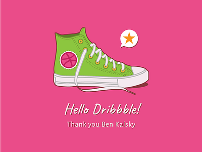 Hello Dribbble debut dribbble first shot hello illustration invite shoe thank you thanks ty