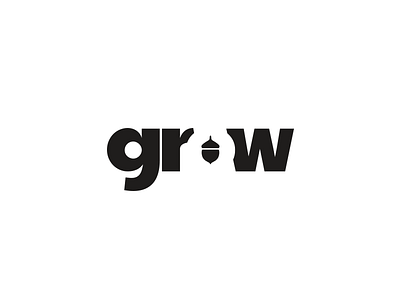 Grow acorn grow logo negative space one word