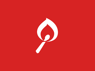 Lit Match fire lit logo mark match negative space symbol