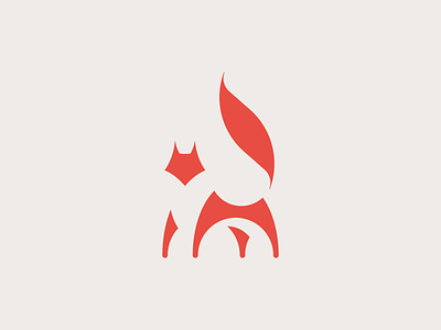 Fox animal circle construction circles fox geometry logo mark minimal negative space pantone 179 simple symbol 狐