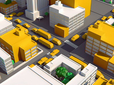 Intersection building business cars city crossing game isometric lowpoly road street sunny traffic