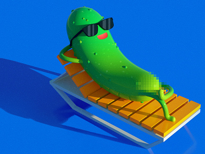 Pickle in the Sun 3d beach cg character fun kids nickelodeon pickle relax summer sunny tan