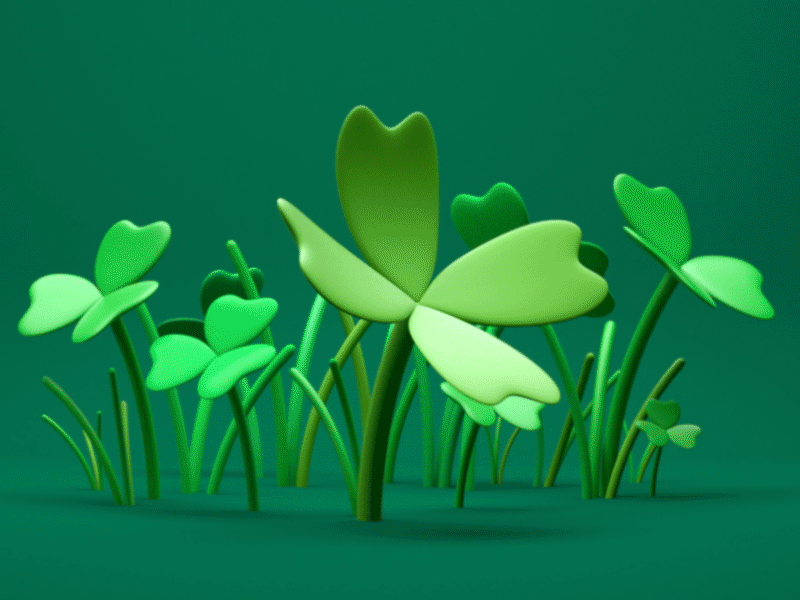Clovers 3d animation clovers flowers grass green leprechaun lowpoly nature shamrock spring