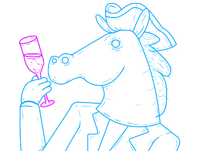 Gentlehorse animated bojack character drinking editorial horse lineart mask party political wine