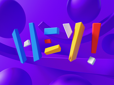 Hey! 3d abstract c4d design lettering logo lowpoly motion pop type typography