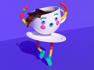 Coffee Cup Dancy Dance 3d ballet c4d cafe character coffee cup cute illustration isometric lowpoly