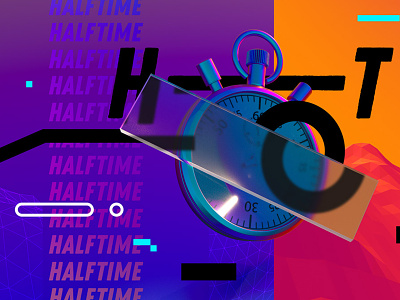 HALFTIME 3d cinema4d design espn gradient illustration neon sports time vaporwave watch