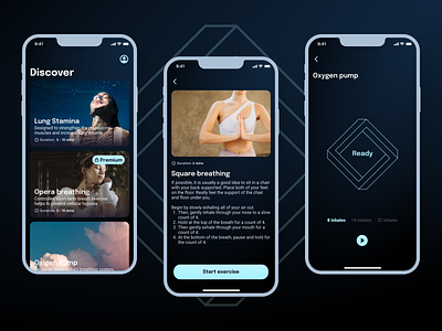 Breathing and meditation app app breathing health meditation mobile ui