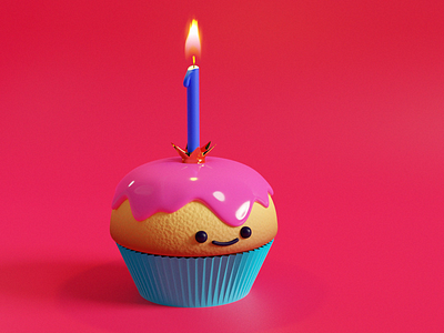 Cupcake 3d blender illustration