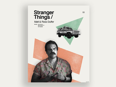 Hopper Season 3 bronco david harbour geometric hawkins hopper minimalist modern netflix poster retro stranger things vintage