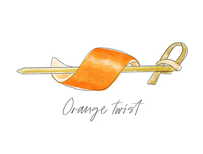 Orange Twist cocktail digital painting illustration orange