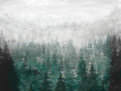 Foggy Trees digital painting digital watercolor foggy forest illustration landscape nature illustration trees