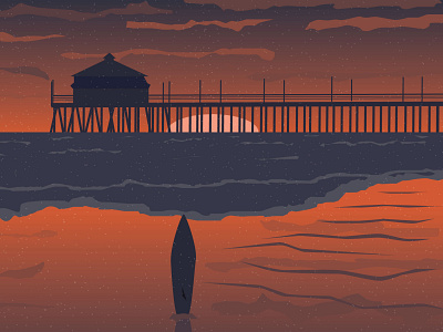 Orange County beach illustration illustrator orange county sunset vector