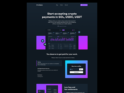 Webpay Landing Page blockchain crypto cryptocurrency landing page online payments payment platform solana