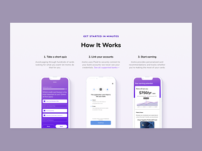 momo Credit how it works credit card fintech how it works landing landing page process saas