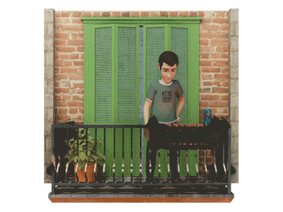 Balcony grill 3d animation character explainer grill illustration meat motion