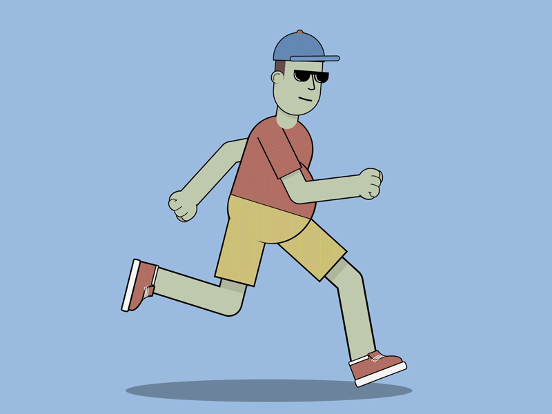 Running dude animation character flat glasses illustration run run cycle
