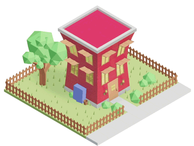 Red House 3d 3d animation aniamtion blender 3d house isomatric low poly tree
