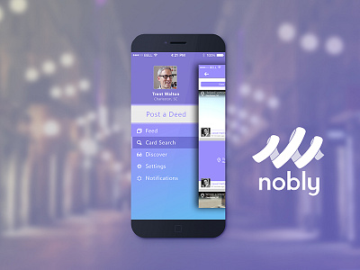 Nobly Navigation app menu mobile nav navigation purple social