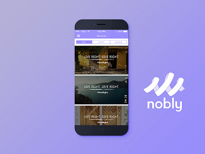 Nobly Discover app design feed icon layout mobile ui