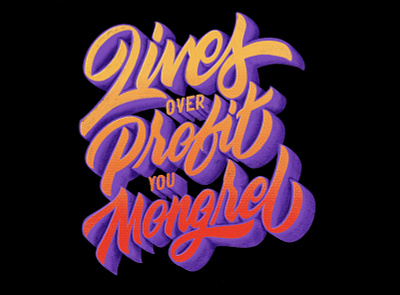 LIVES OVER PROFIT artist design drawings graphic hand lettering illustration ink lettering pencil procreate typography words