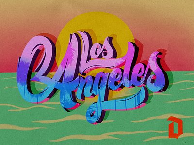 Los angeles colours handmade font illustration letter lettering los angeles sunset texture type typography