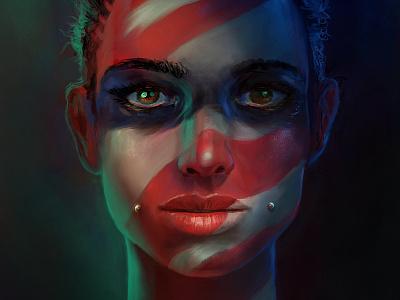 Painted Face Full character digital painting illustration