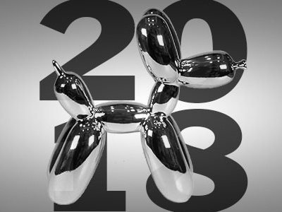2018 Title Page 2018 and balloon black dog koons white