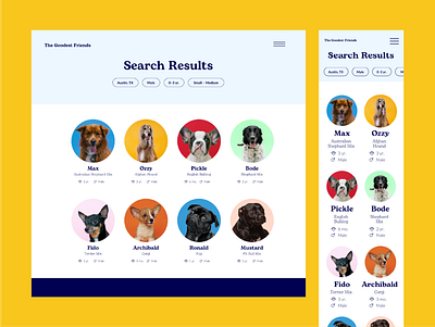 The Goodest Friend Search desktop dog dog adoption dog rescue dogs mobile pet pet adoption pet app pet care pet rescue pet search pets responsive search web webdesign website website design
