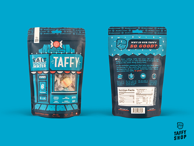 Taffy Shop Pouch Packaging custom illustration packaging pouch salt water taffy taffy