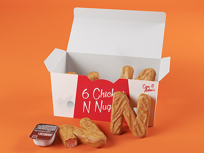 'N' for Nuggets 3d c4d cgi design illustration nuggets type typography