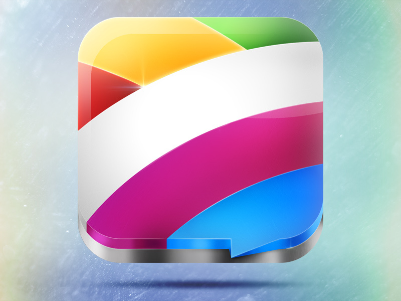 Wishdates iOS App Icon wishdates ios app icon realistic speech bubble rainbow blue color red green yellow orange steel plastic glass optical flares