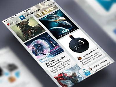 Mylikesbox iOS7 app app box design feed filter flat ios ios7 iphone like mobile notificator