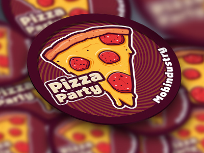 Pizza Party Sticker design graphic illustration mobindustry party pizza sticker vector