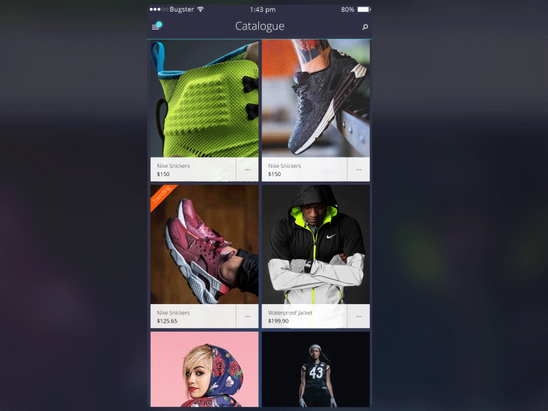 Sport wear shop animation app fitness gif interaction ios iphone mobile shop sport store