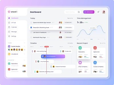 Atask'i To Do List Dashboard Website clean dashboard design gradient project purple schedule studio task timeline to do list ui ui ux uidesign user interface ux