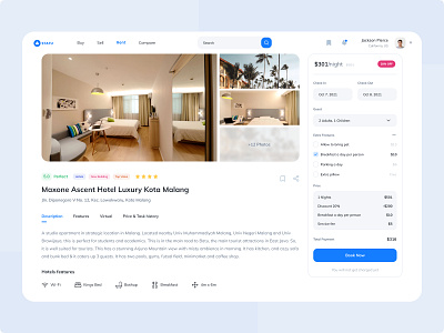 Detail Page | Statu Property Rent appartment blue booking clean design figmadesign hotel property real estate resort ui ui design user interface ux