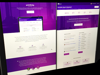 Real World Scholars app application classroom dashboard gradient marketing site purple