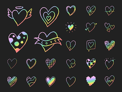 Rainbow LGBTQ Heart Vectors